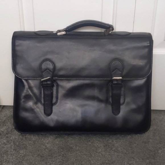 Danier Bags Danier Black Leather Briefcase Laptop Bag Poshmark